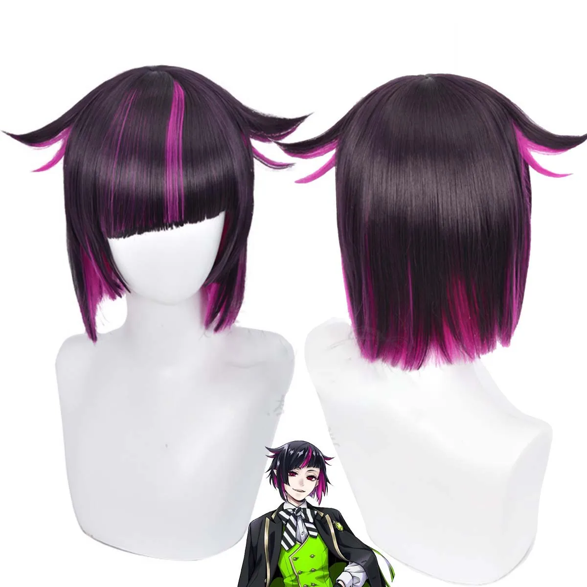 

Игра Twisted-Wonderland Lilia Vanrouge, черные, фиолетовые, смешанные короткие термостойкие парики для косплея