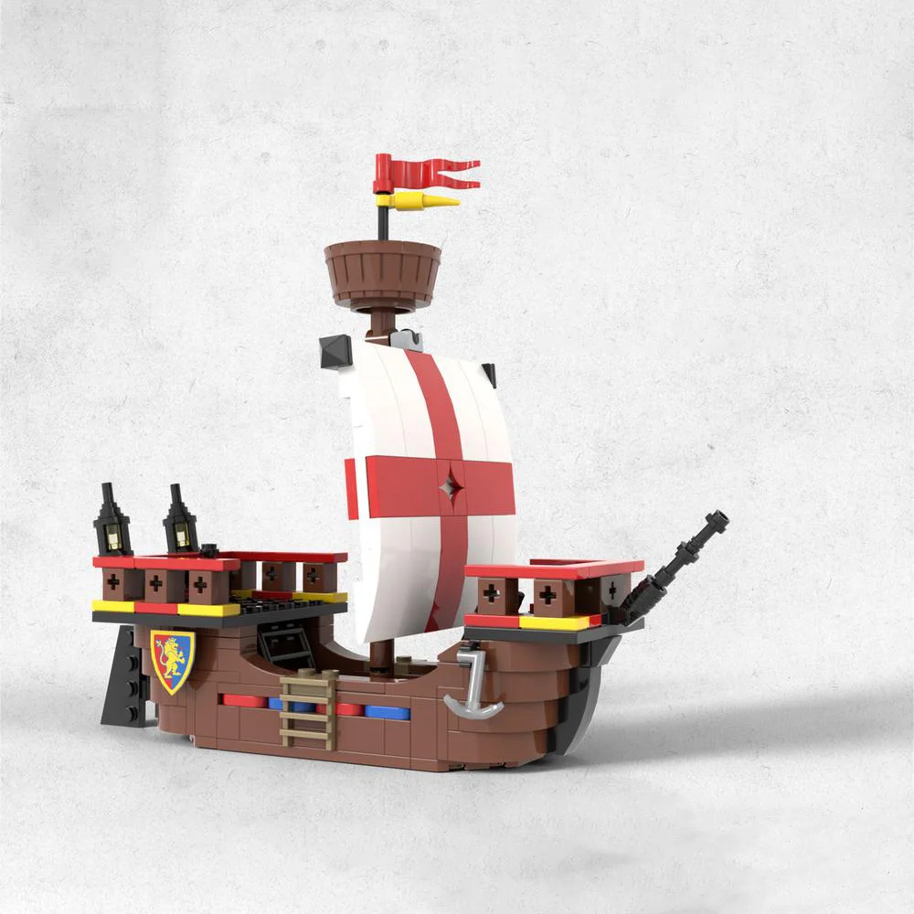 Bloques de construcción de barco Medieval para niños, juguete de ladrillos para armar barco el caballero León, serie MOC, ideal para regalo, código 244 piezas