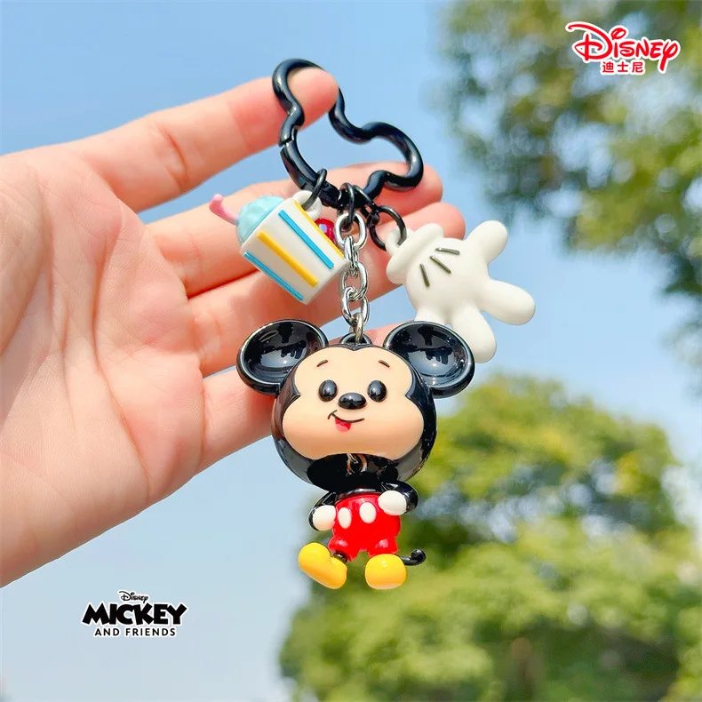 Genuine Disney Keychain Mickey Minnie Goofy Donald Duck Daisy Duck Pluto Anime Action Figure Toy Dangling Series Keyring Pendant view 2