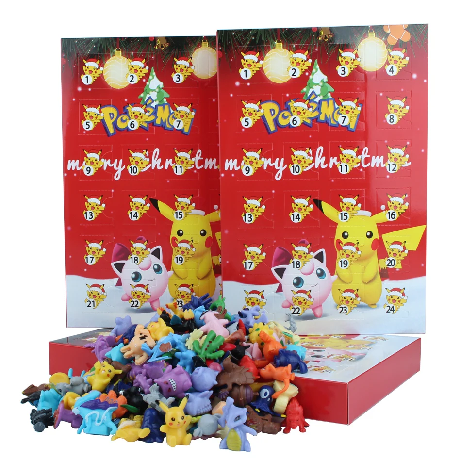 24 Pz/set Pokemon Figura Di Natale Calendario Advento Cieco Scatola Regalo Kawaii Pikachu Anime Figural Azione PVC Modello Per Bambini Giocattoli