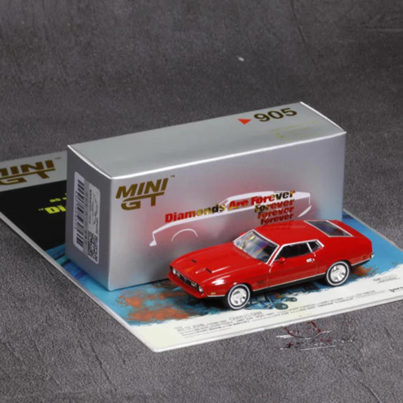 

MINIGT 1:64 Mustang Mach 1 905, имитация сплава, модель автомобиля, статическая коллекция, украшенные праздничные подарки, игрушки