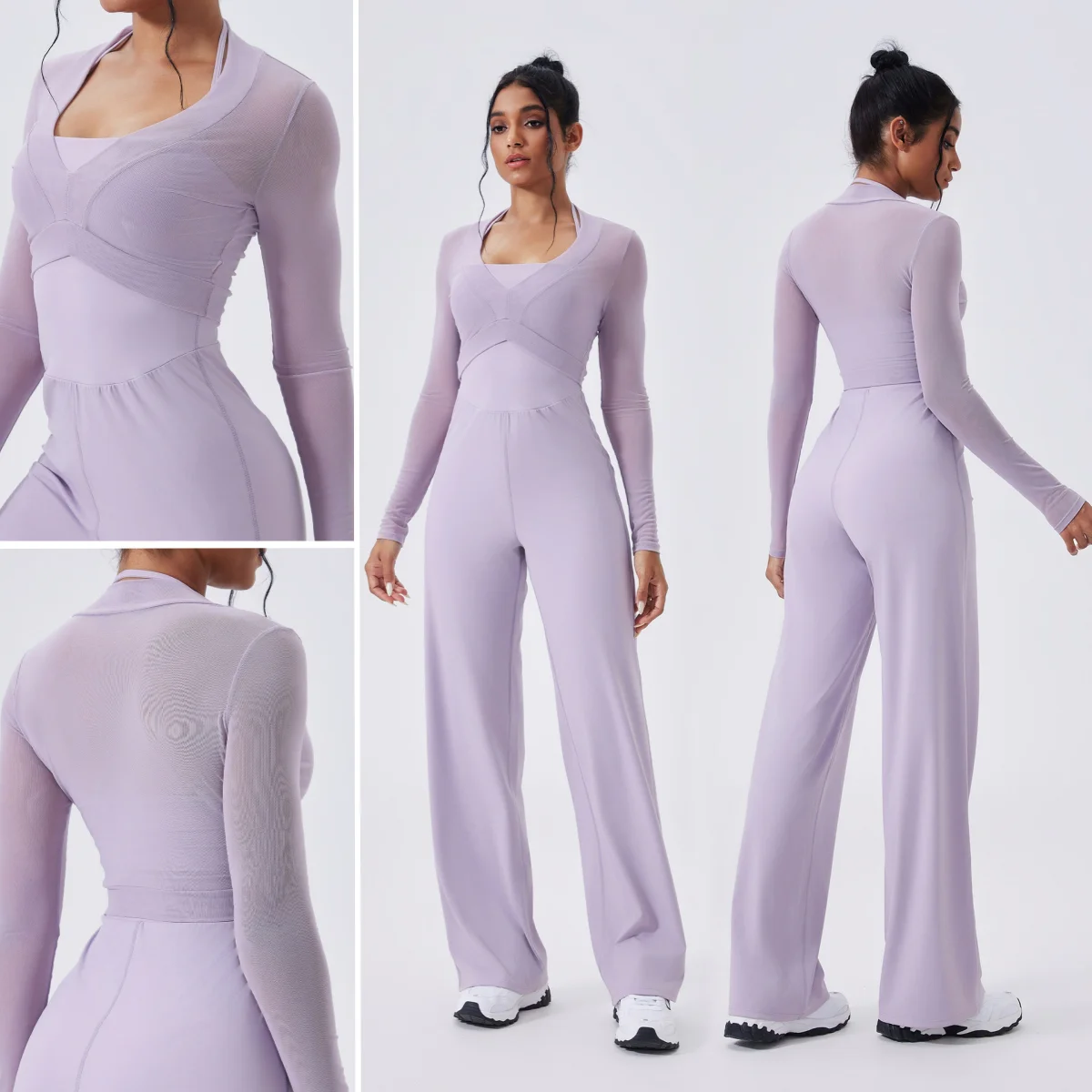 costume-de-yoga-2-pieces-pour-femmes-combinaison-suspendue-au-cou-chemisier-a-manches-longues-en-tulle-ensemble-de-gymnastique-ensemble-d'entrainement-vetements-de-sport-automne-et-hiver