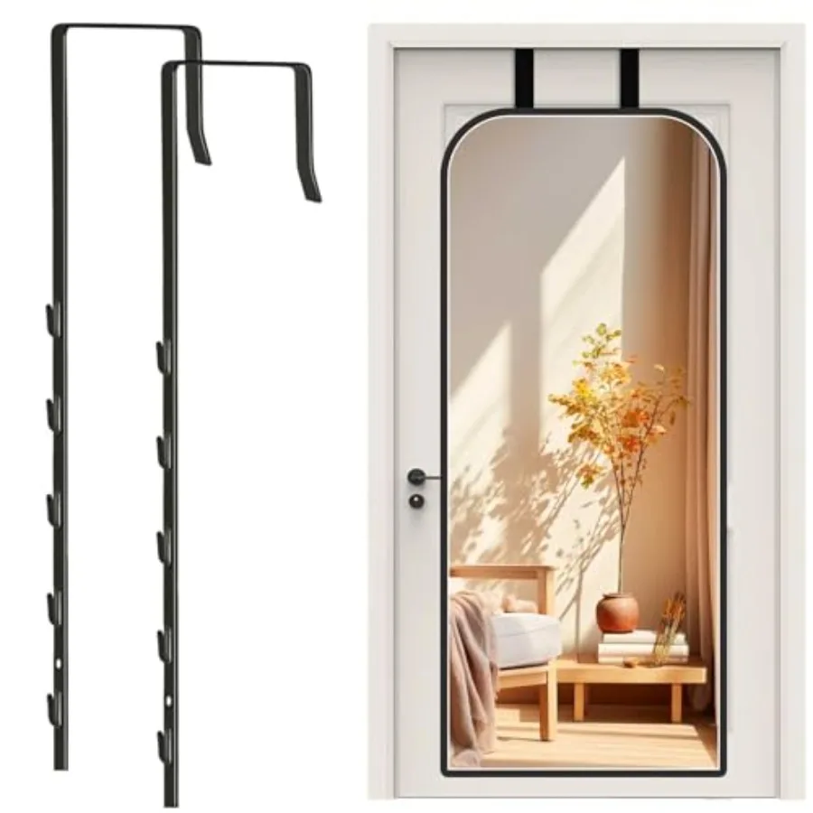 

Over-The-Door Mirror Hanger, Adjustable Door Mirrors Hanger Set with Protective Lining, 2 Pcs Door Brackets Perfect Height and