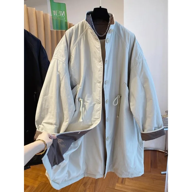 

SuperAen корейский стиль парки с воротником-стойкой и хлопковой подкладкой женские зимние новые свободные однобортные пальто средней длины