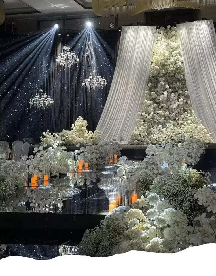 Wedding white row decoration Korean wedding simulation fake flower road T-table arrangement