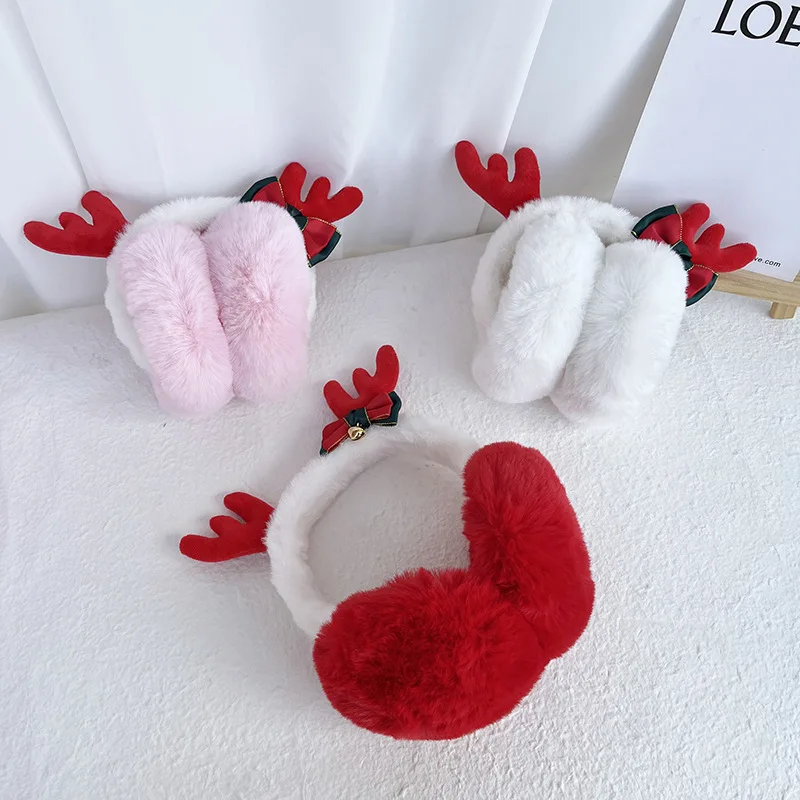 

Plush Earmuffs Deer Antler Headband Antler Earmuff Ear Warmers For Kids Fleece Ear Muffs Headband Women Reindeer Earmuff