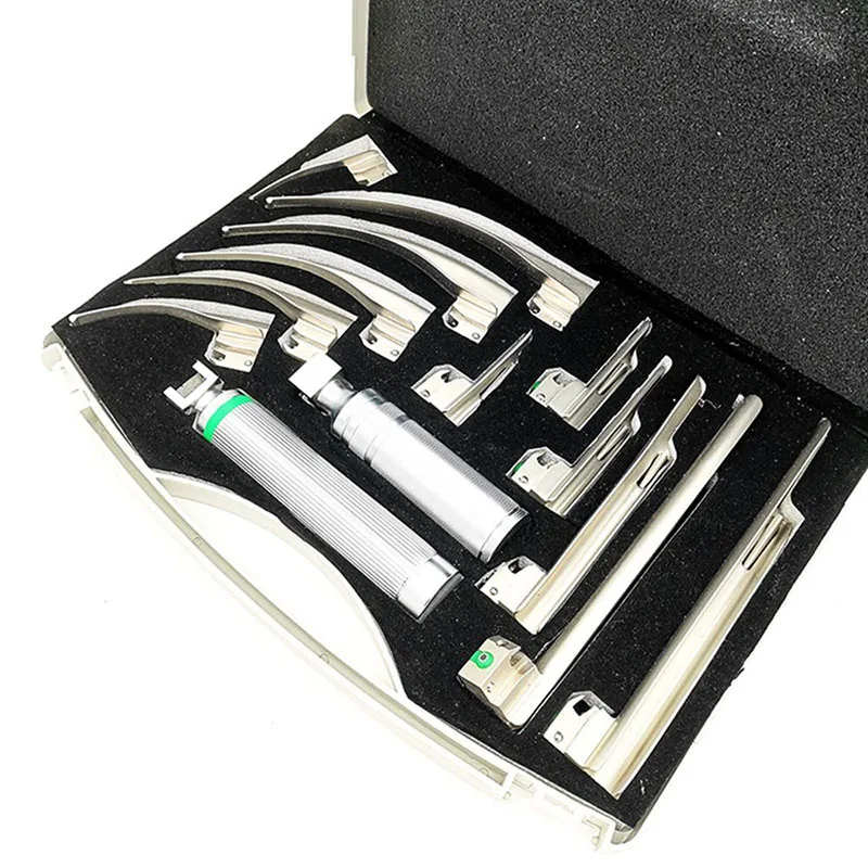 Animal laryngoscope throat optical fiber LED light 12leaves 2handle Small animal anesthesia laryngotracheal intubation