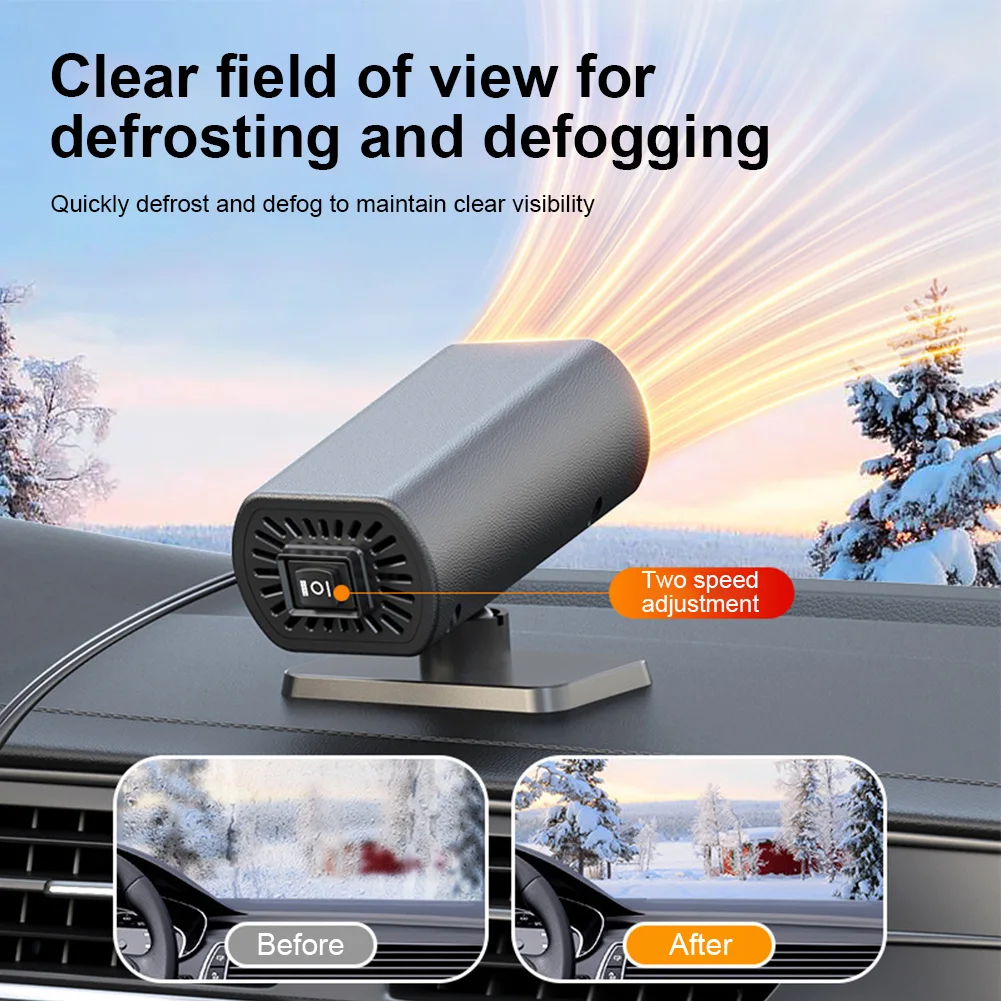 120W Car Heater 12V Portable 360 ° Rotating  Car Heating Fan Auto Windshield Window Defroster Car Anti-Fog Heater Demister