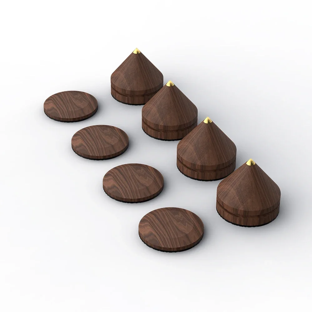 Spike Pad para Altifalante Amplificador, suporte à prova de choque, isolamento Pés Base, Rosewood Speaker, alta qualidade, 4PCs, 33mm