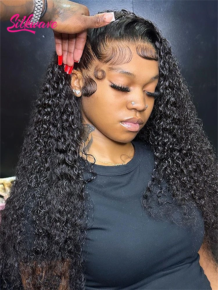 

Silkwav Deep Wave Natural Black Color Brazilian 100% Human Hair Deep Curly Bob Hair Wigs 13x4 Hd Lace Front Part Transparent Wig