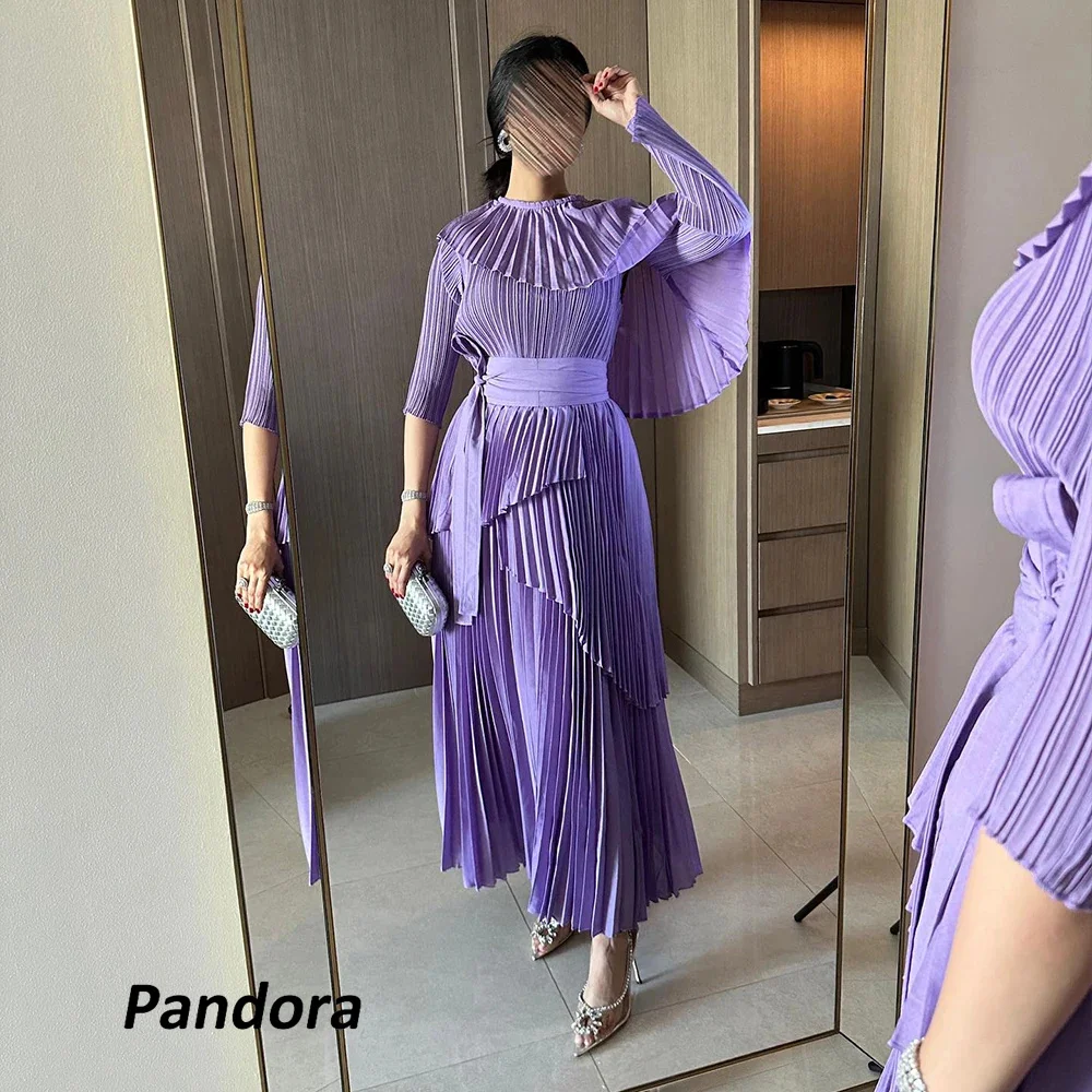 Pandora A-Line O-Neck Prom Dress Ankle Length With Pleated Evening Summer Elegant Party Dress For Women 2024