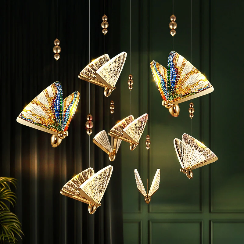 

Butterfly LED Pendant Light Ceiling Chandelier Nordic Bedside Staircase Home Modern Bedroom Restaurant Hallway Art Hanging Lamp