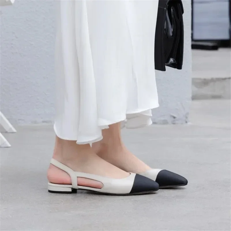 2024 Luxury Woman Flat  Sandal Dress Shoes High Heels Retro Closed Square Toe Mules Shoes Girls Wedding Shoe Casual Flat Shoes