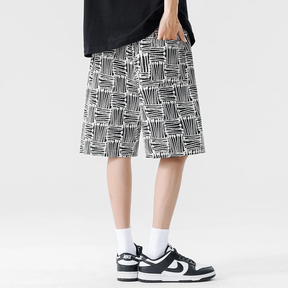 Summer Beach Shorts Men Plus Size 8XL Shorts Fashion Casual Shorts Print Elastic Waist  Short Pants Male Big Size Bottom