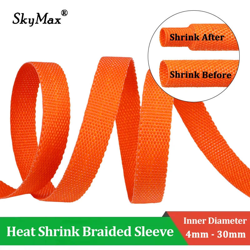 

2:1 Heat Shrink Braided Cable Sleeve 4/6/8/10/12/16/20/25/30mm PET Insulated Flam Retardant Wire Protector Auto Line Wrap Sheath