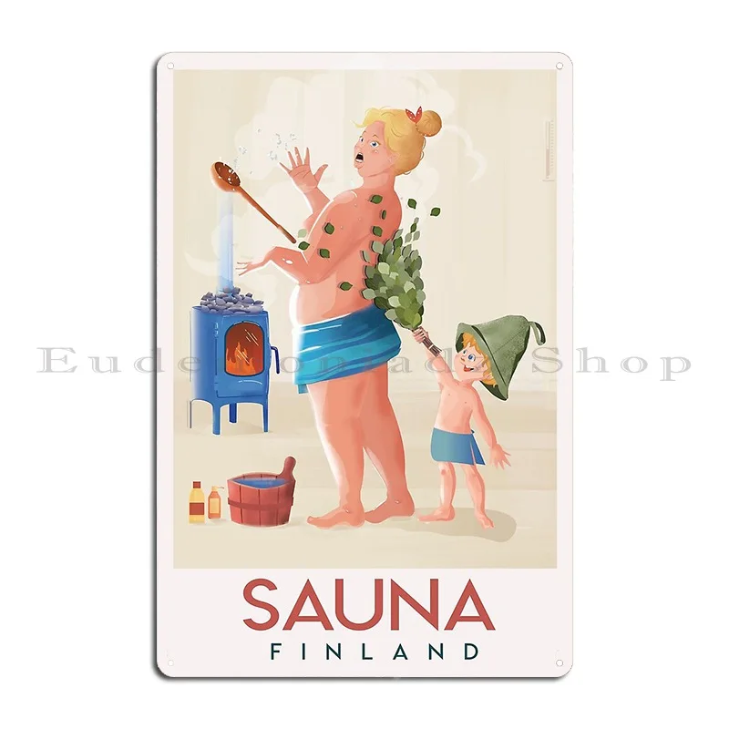 Sauna Finland Traditional Suomi Metal Sign Home Cinema Cinema Designs Vintage Tin Sign Poster