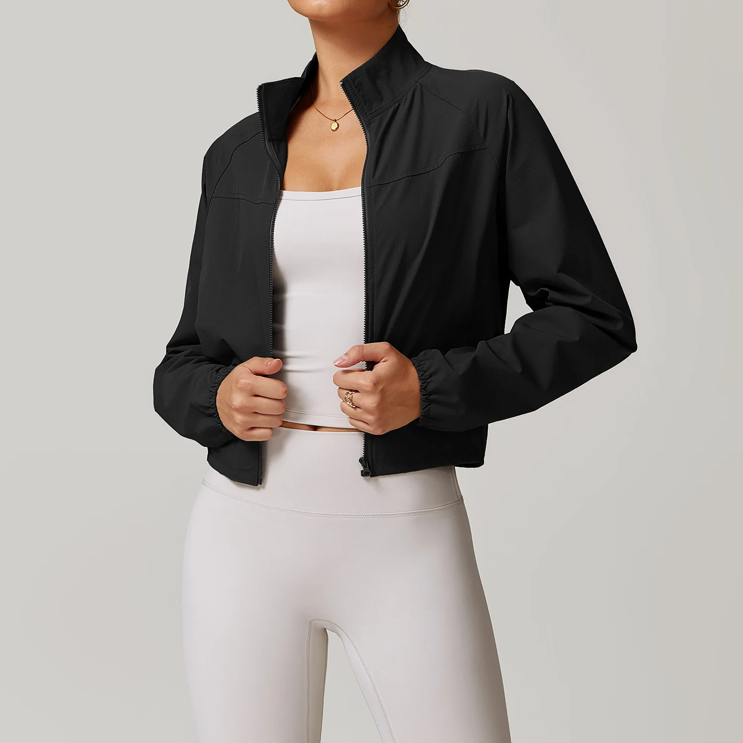 Chaqueta deportiva de manga larga con bolsillo para mujer, camisa con cremallera para Fitness, ropa deportiva para gimnasio, abrigos para correr, ropa de entrenamiento