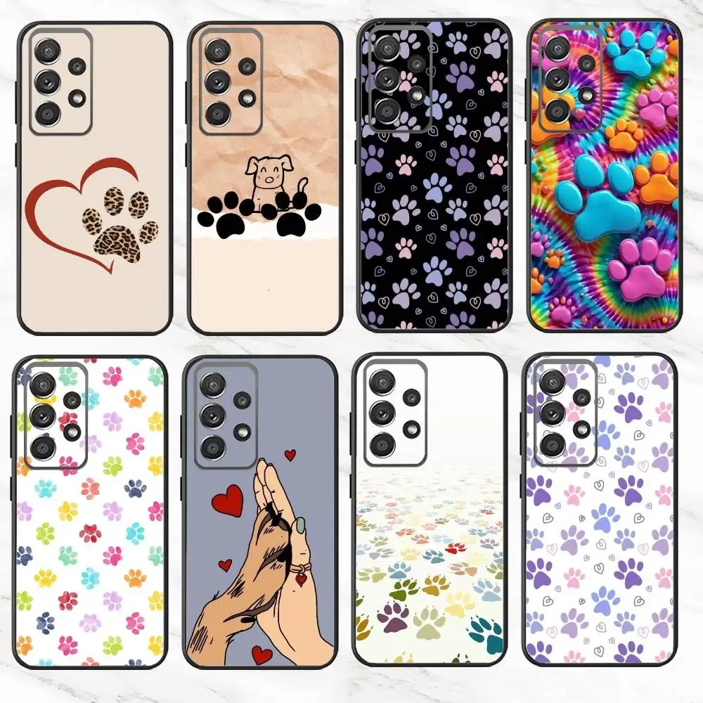 

D-Dog Foot Paw Colorful Pattern Phone Case For Samsung S25,S24,S21,S22,S23,S30,Ultra,S20,Plus,Fe,Note,10,9,5G Black Cover