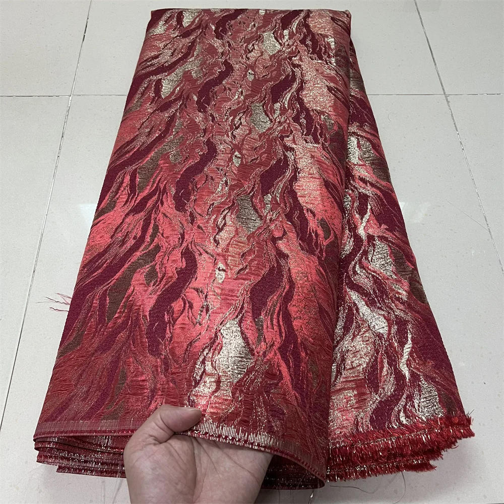 

2025 African Nigerian High-Quality Tulle Lace Fabric Jacquard Organza Embroidery Guipure for Party Prom Dress 5Yard YXZ178