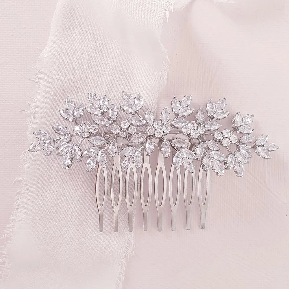 

Luxury Bridal Hair Comb Wedding Hair Accessores Cubic Zirconia Bride Hair Piece Hairpin For Party Prom Hair Jewelry Headpiece