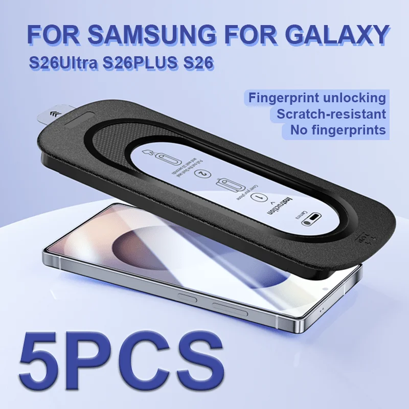 

5PCS Screen Protectors for Samsung Galaxy S26 Ultra S25 HD Fingerprint Unlock Compatible One-Click Application High Definition