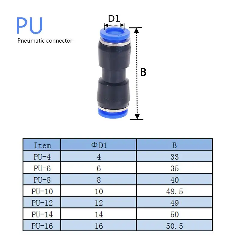 10Pcs Pneumatic Air Fitting PU PUG Series 6mm 8mm to 10mm 12mm Tube Connector Air Water Pipe Push In Hose Quick Couping