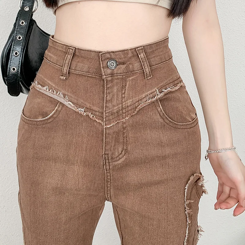 Jeans évasés grande taille pour femmes et filles, Streetwear de printemps et d'automne, Marque personnalisée, 600 High Audiburrs, Nouveau