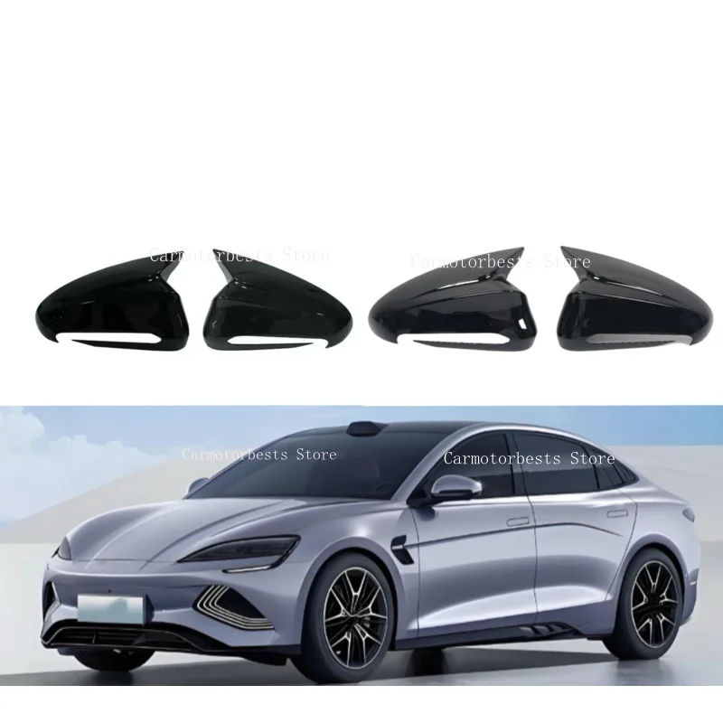 Carbon Fiber Car Rearview Side Mirror Cover Fit For BYD Seal Atto 4 2022 2023 2024   Wing Cap Rear View Case Trim