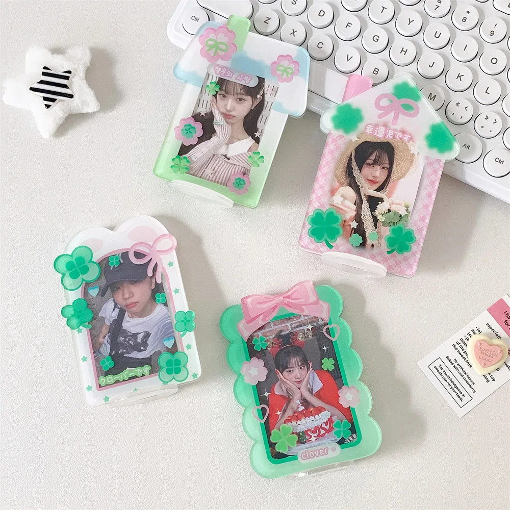 INS Acrylic Photocard Frame 3 Inch Cartoon Photo Card Display Stand  Photo Protection Case Card Sleeve Desktop Decor Stationery