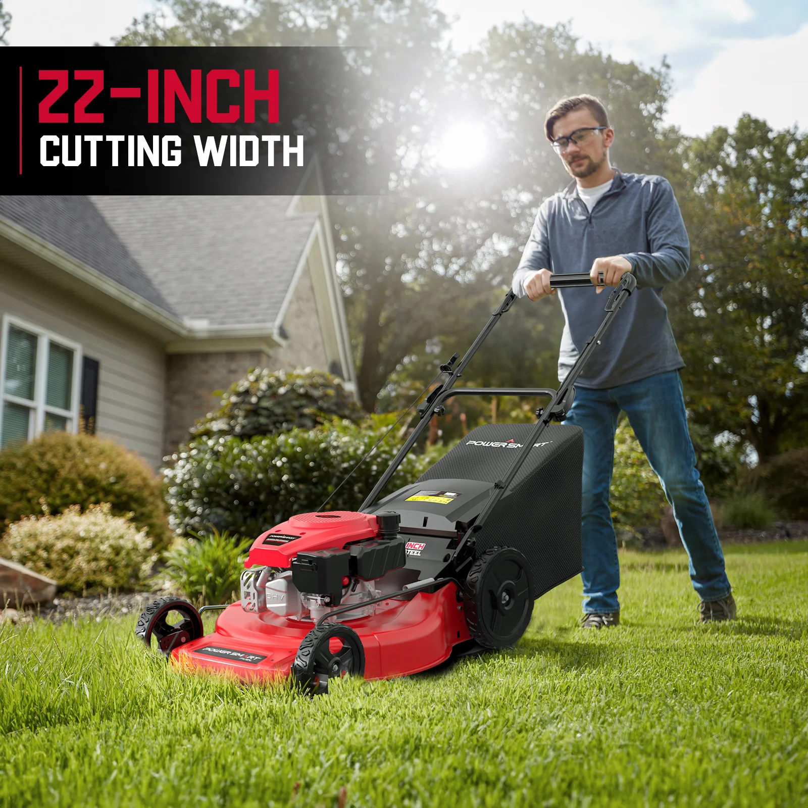 2025 سطح جديد 22 بوصة جزازة العشب ذاتية الدفع مع مقبض أضعاف 170 Cc محرك راتو روبوت الغاز جزازات العشب