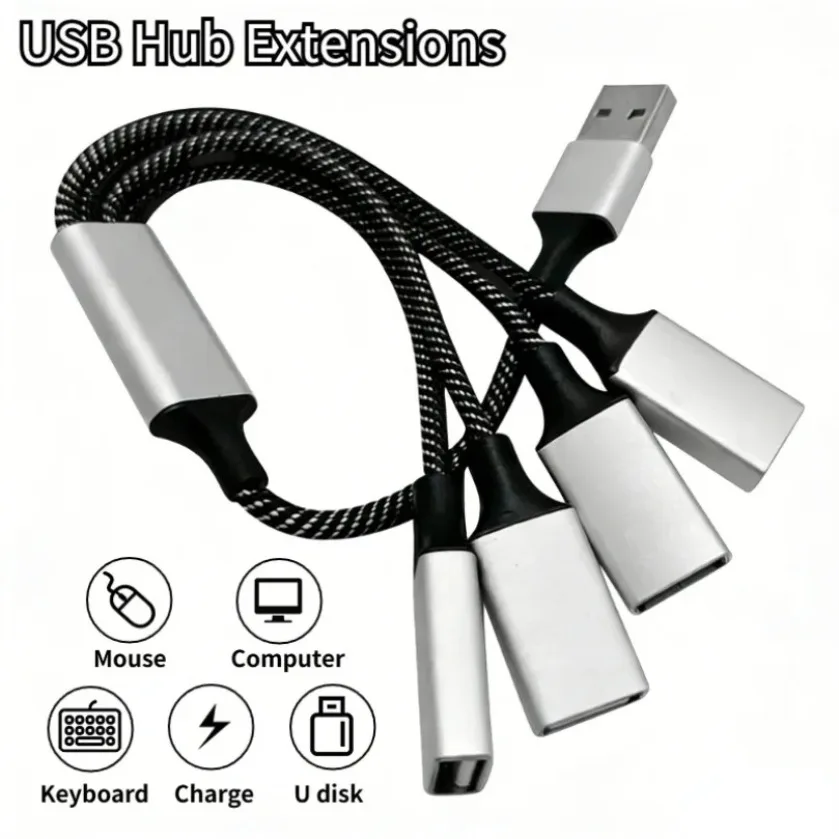 4 Ports Multiple USB Splitter Hub OTG USB Expander Docking Dock Fast Charging Power Adapter Extension Cable For Laptop Desktop