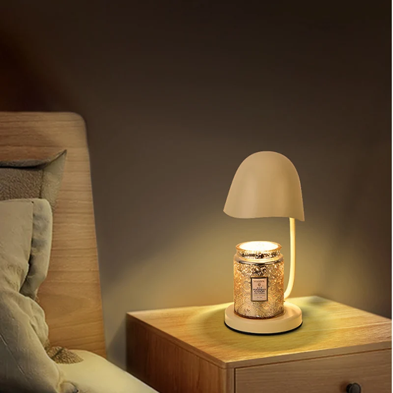 달걀 껍질 그늘 열 조명 아로마 디밍 침대 옆 촛불 따뜻한 디밍이 가능한 램프 금속 왁스 용융 따뜻한 전구 2개 포함