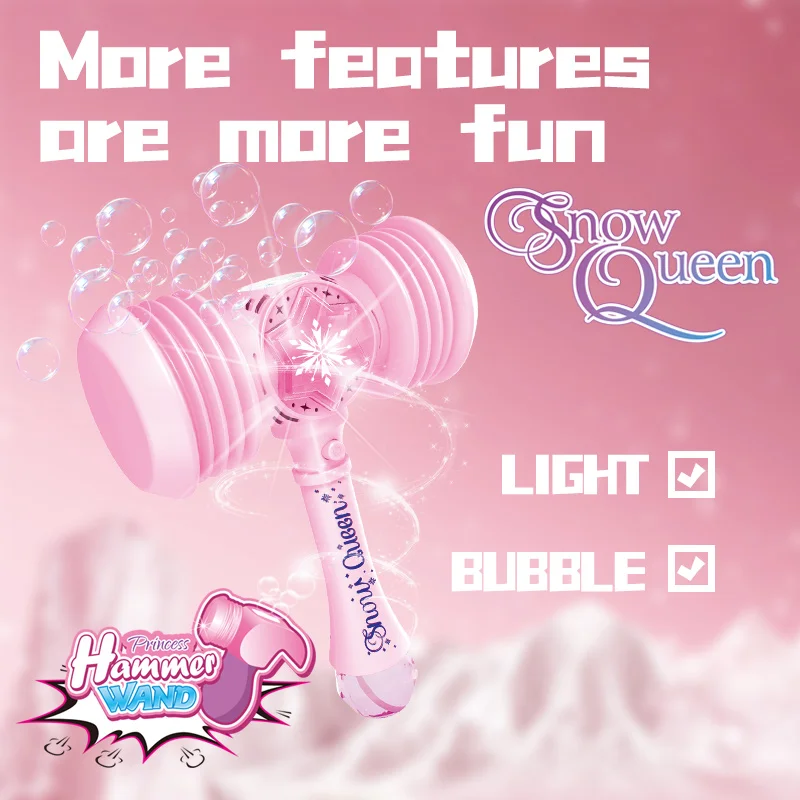 Máquina automática de bolhas de martelo de brinquedo 2 em 1, brinquedos de princesa, presente temático de princesa (sem água de bolhas)