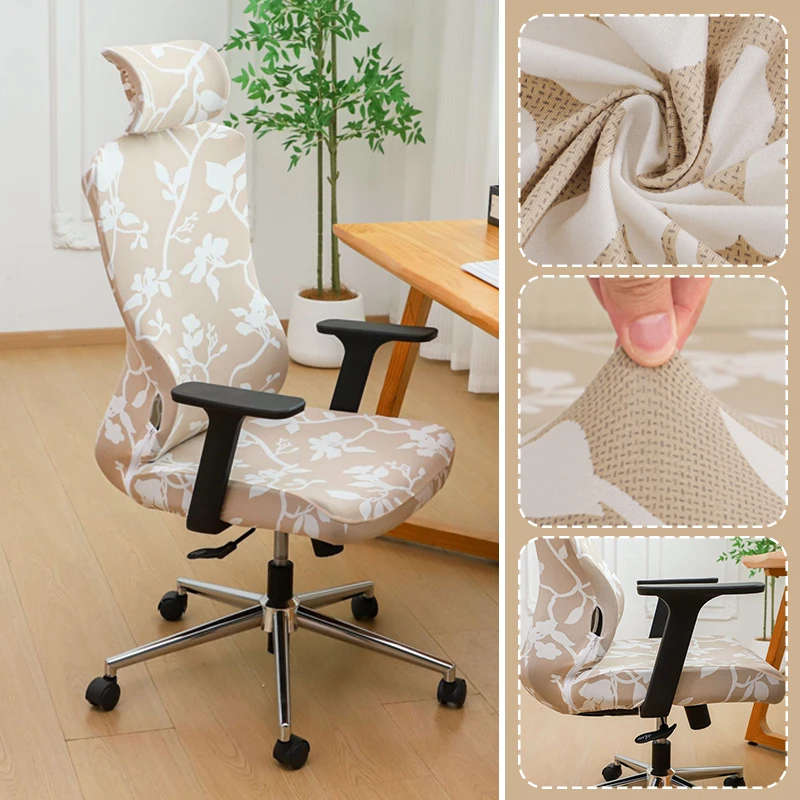 

Luxury Printed Pattern Chair Cover with Headrest Protective Case Stretchable Office Computer Chair Cover Suitable for All Season