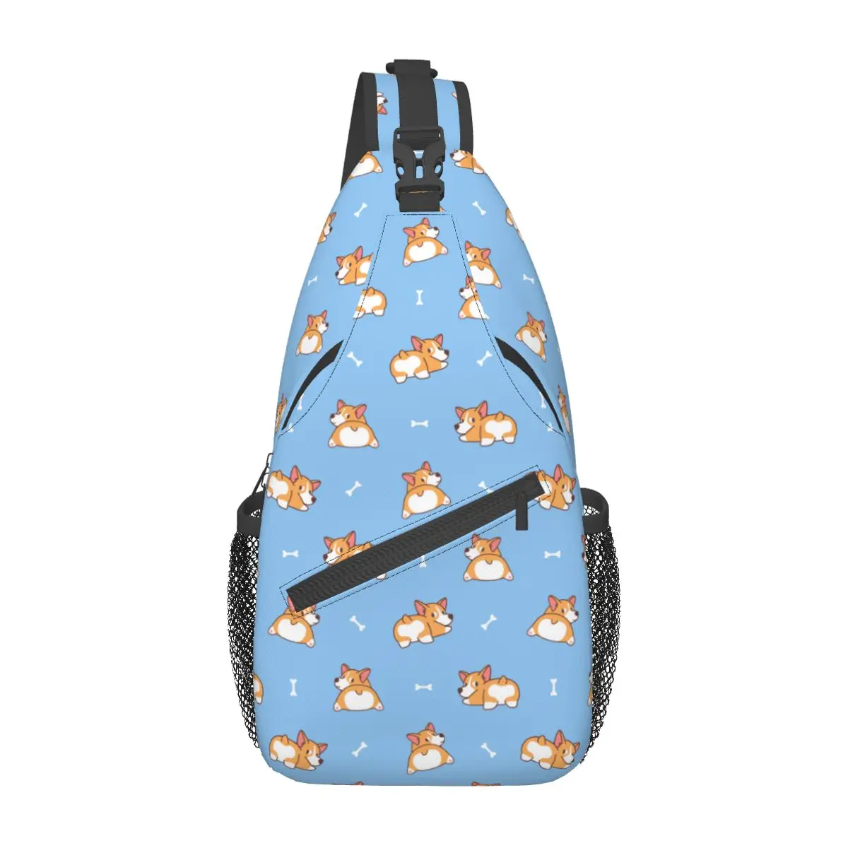 Cute Welsh Corgi Dog Sling Bag Chest Crossbody Shoulder Backpack Outdoor Hiking Daypacks Animal Cool Bags