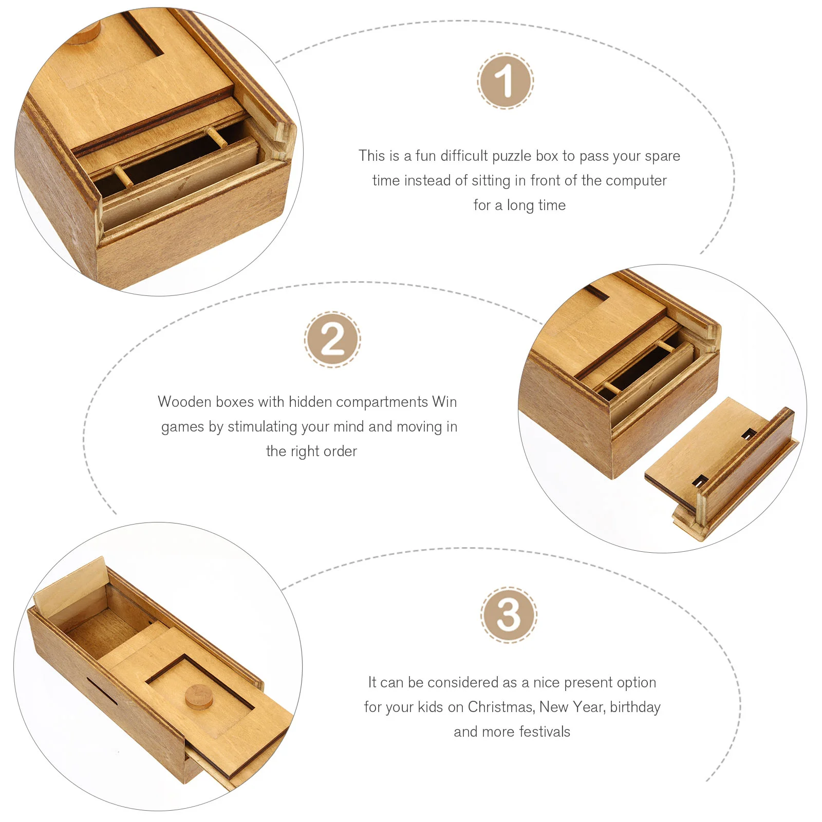 Caixas de madeira para adultos e crianças, compartimento, pensando brinquedo, truque, quebra-cabeça, presente, original, bebê, criança
