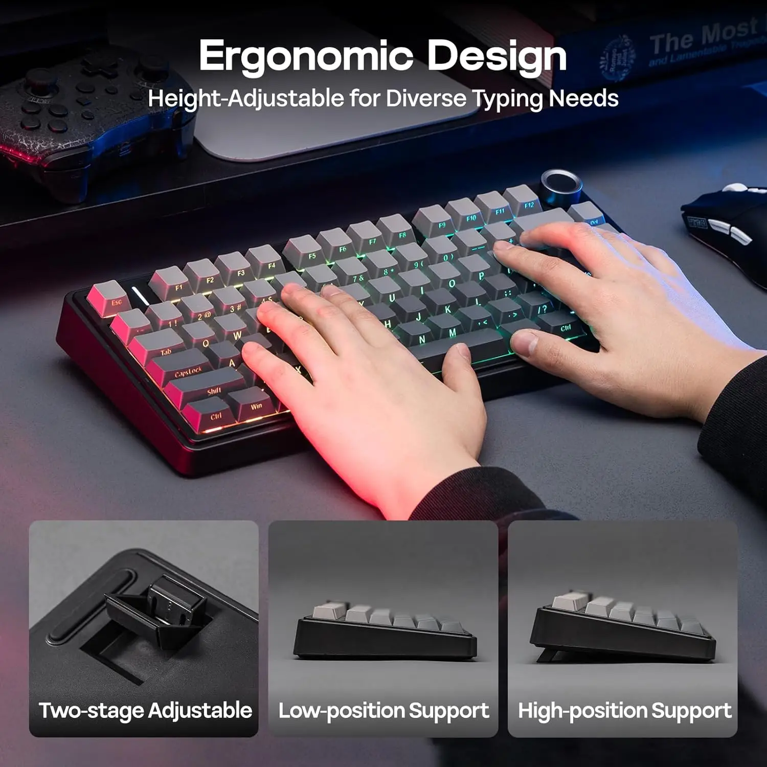 AULA F75 4000mAh Dreifach-Modus Hot-Swap-fähige Kabellose Mechanische Tastatur 75% RGB PBT-Tastenkappen Lautstärkeregler Bluetooth 2.4G Kabelgebundene Gaming-Tastatur