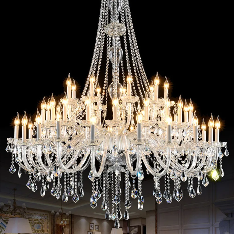 

Large Chandelier Living Room Modern Crystal Lights Classic LED Chandeliers for Dinning Room Big Hall Foyer Church Decorative