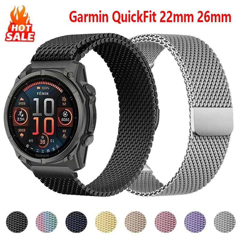 

Ремешок QuickFit 22 мм 26 мм для Garmin Fenix 8 7 6 Pro 7S 6X 5X 5Plus Venu 3 Tactix 7, миланский браслет-петля, ремешок для Fenix 8 7X