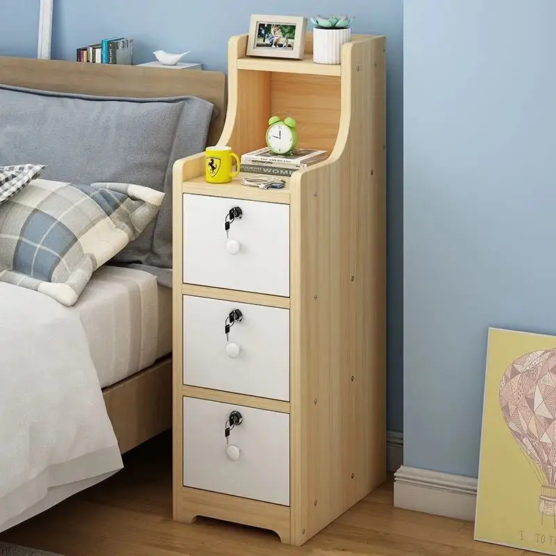 Bedside Cabinet Ultra-narrow Storage Cabinet Simple Modern Small Mini Bedroom Bedside Cabinet Household Sewn Storage Cabinet