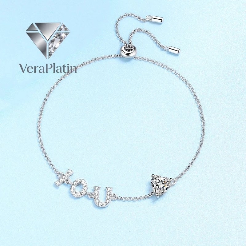 

VeraPlatin Lover Valentines Day 18K White Gold Women Wedding 1CT VVS D Color Moissanite Diamond Girl Birthday Gift PT950 Platinu