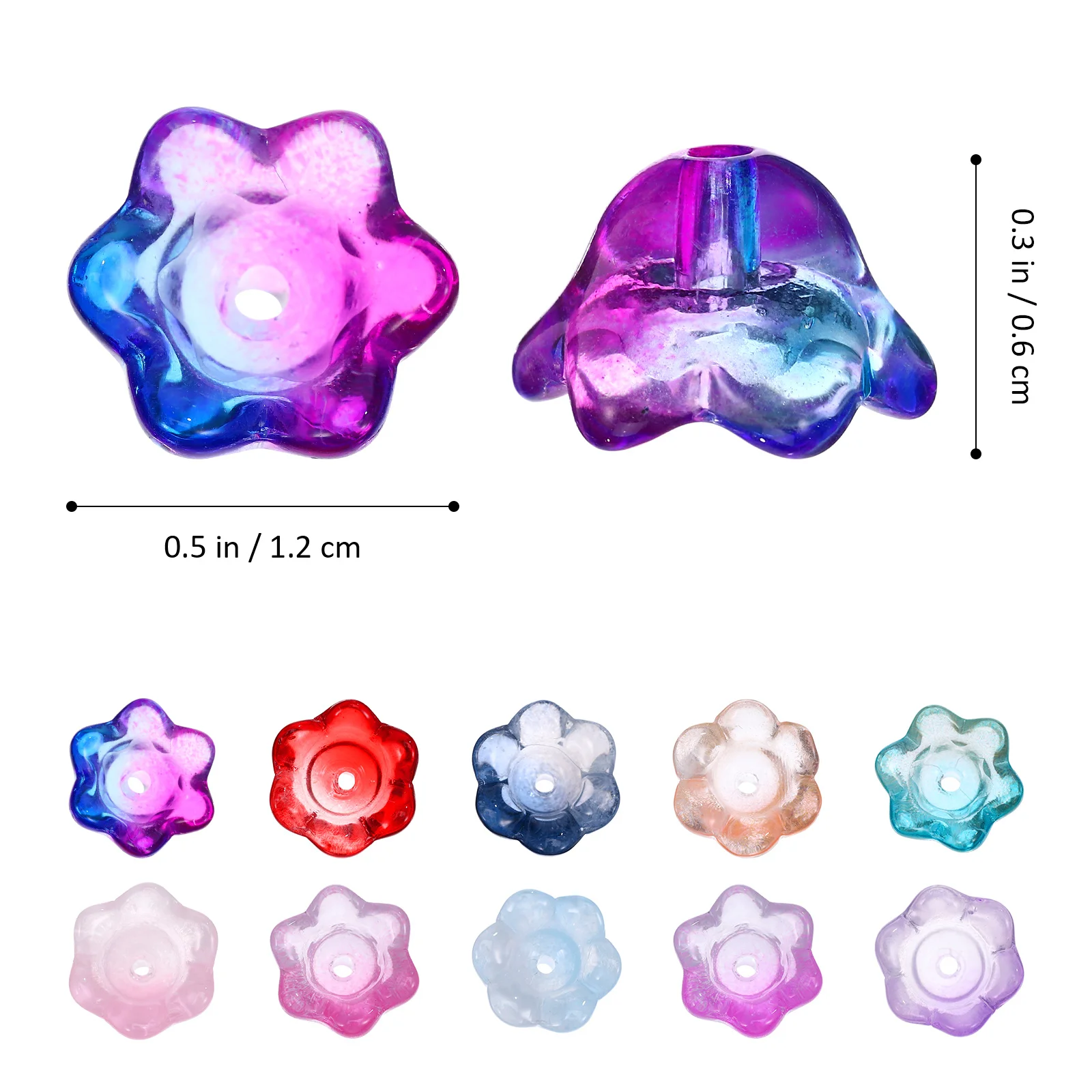 

100Pcs Colored Glass Flower Beads Durable Jewelry Making Supplies for Bracelets Earrings Necklaces Flower Beads