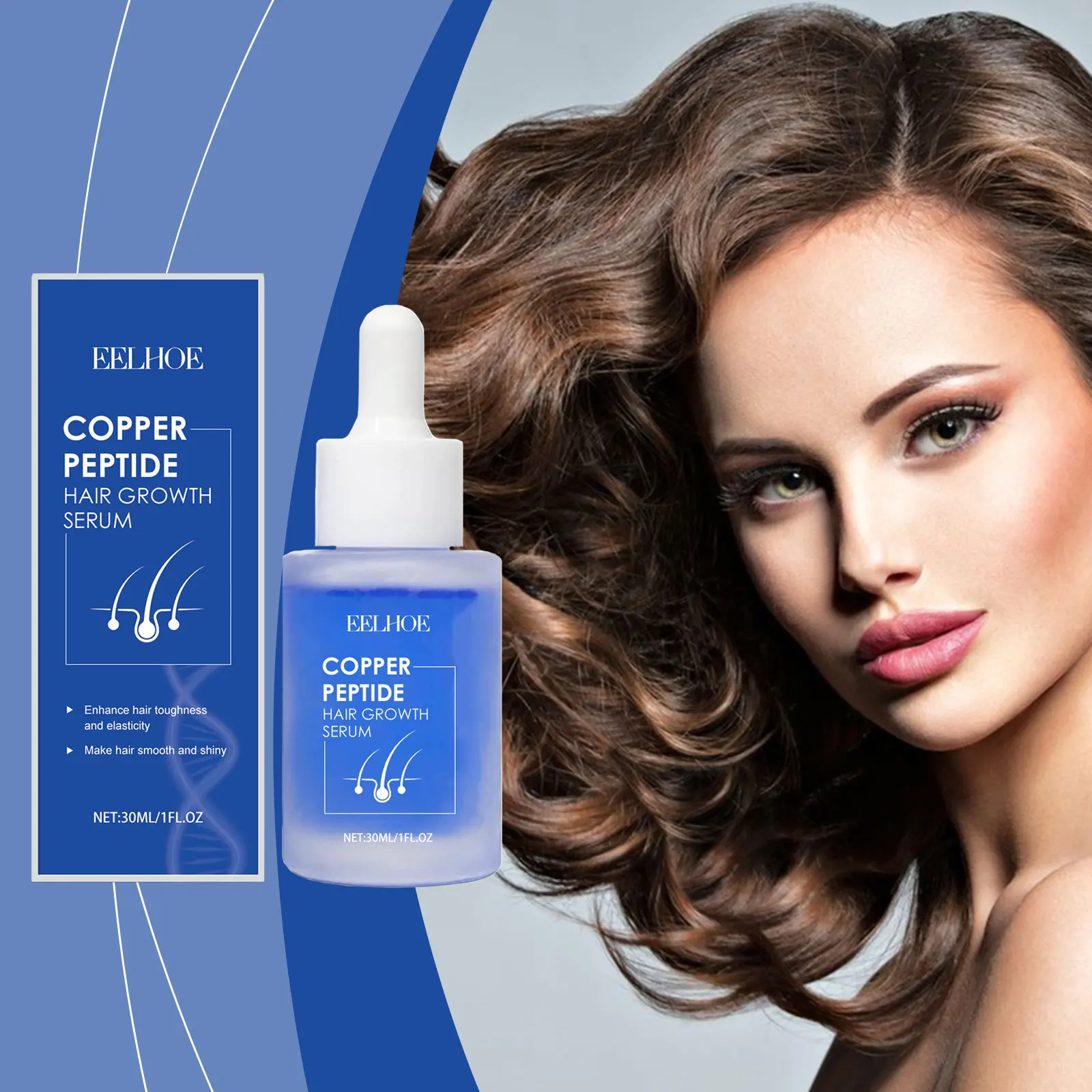 

Blue Copper Peptide Complex Serum for Hair - Scalp Treatment for Hair Growth Anti-Hair Loss Strengthens and Volumizes Thin Hair