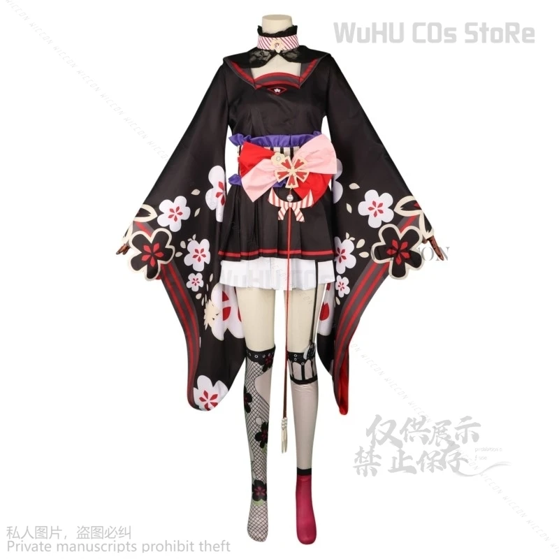 أزياء تنكرية للنساء بأرشيف أنيمي أزرق ، فستان كيمونو ، بدلة لطيفة ، قناع لوليتا ، شعر مستعار ، لعبة ، هالوين ، ملابس كرنفال