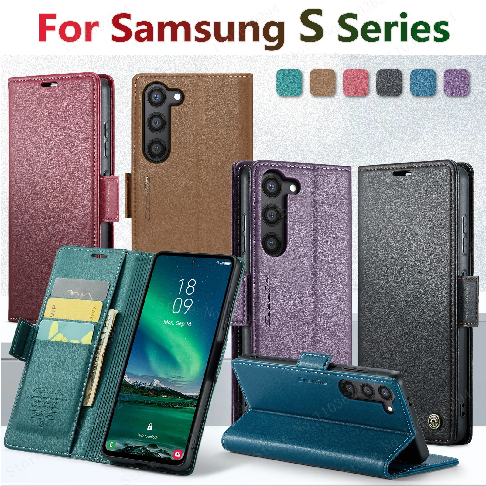 Flip Wallet Karten-Lederhülle für Samsung Galaxy A26 A56 A36 A17 A27 A37 A57 S26 Ultra S24 S23 22 S21 Plus S25 FE Cover