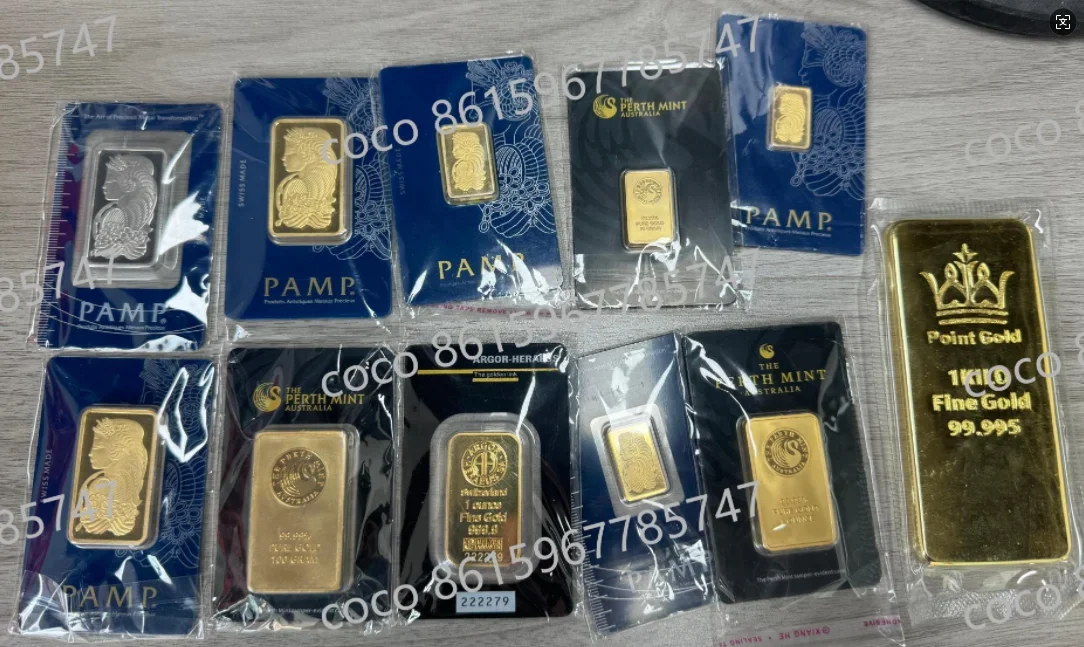 1oz 50g 10g 5g Gold Sealed Bar Metal Bullion with Sealed Packing Different Serial Number Non Magnetic Sample for Collection