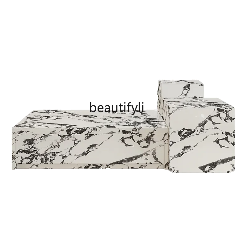 

LXLight luxury minimalist full rock slab coffee table small apartment living room size square coffee tableSSS