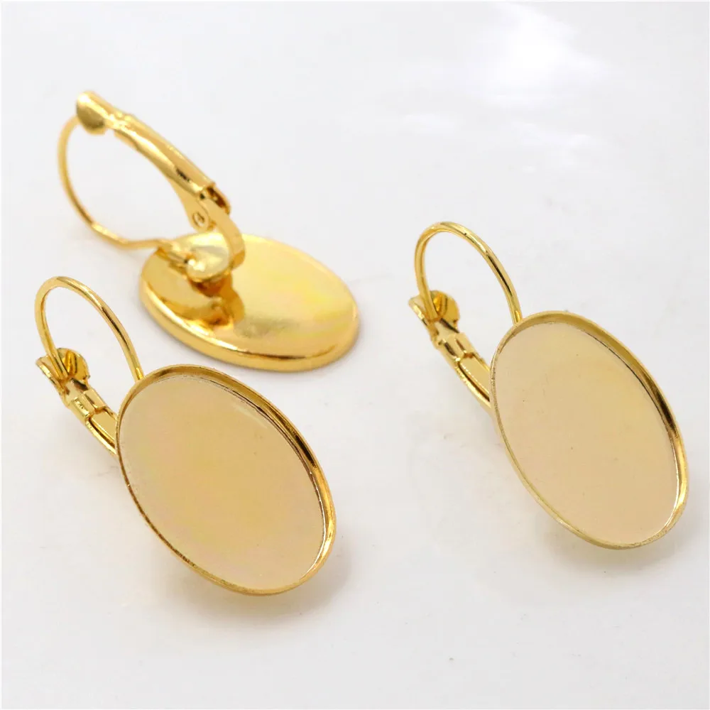 13x18mm 18x25nn 10 sztuk/partia 6 kolory Plated wysokiej jakości francuski dźwignia powrót kolczyki puste/baza, Fit 13x18mm owalne szklane kaboszony — zdjęcie 7