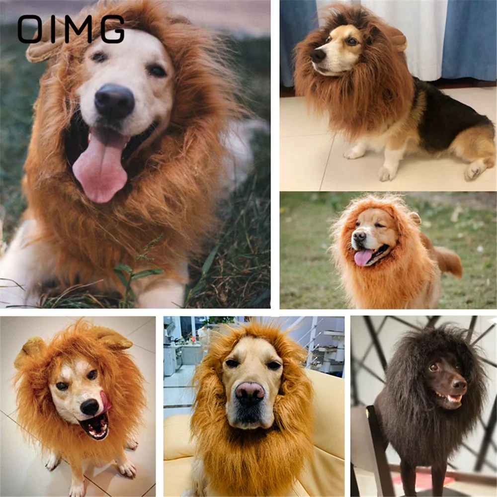 OIMG New Pet Hat Accessories Dog Cat Funny Sell Cute Wig Lion Head Cover Hat Golden Retriever Labrador Border Terrier