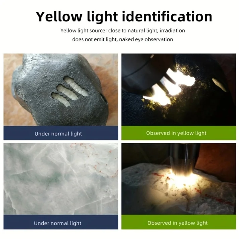 A84X-4-In-1 LED LCD Flashlight White Yellow UV 365Nm/395Nm USB Charging Jewelry Jade Stone Pet Stains Marker Ore Money